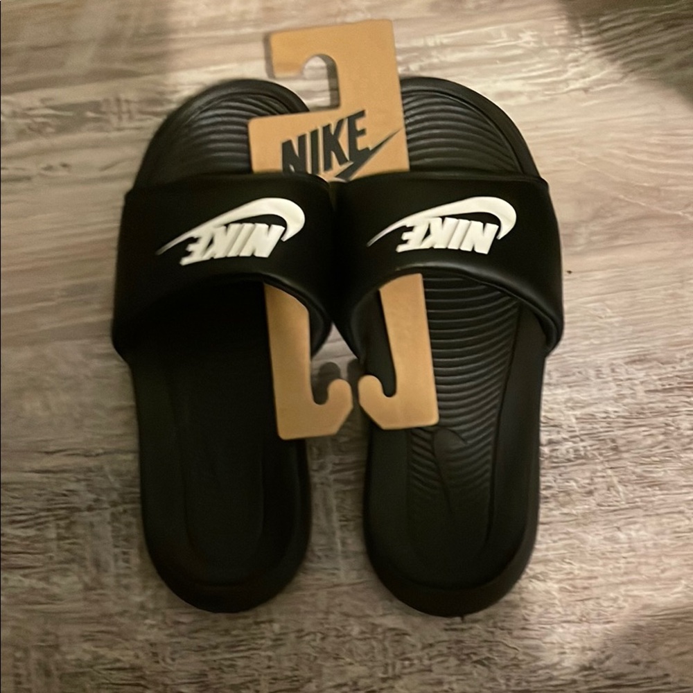 Nike Black and White Slide Sandals